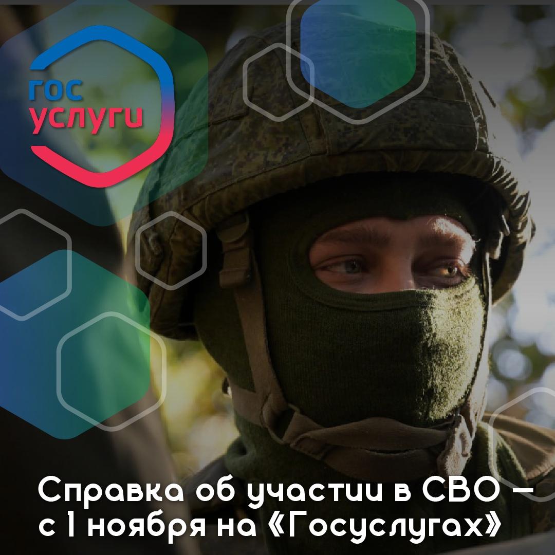 Справка об участии в СВО - с 1 ноября на "Госуслугах"