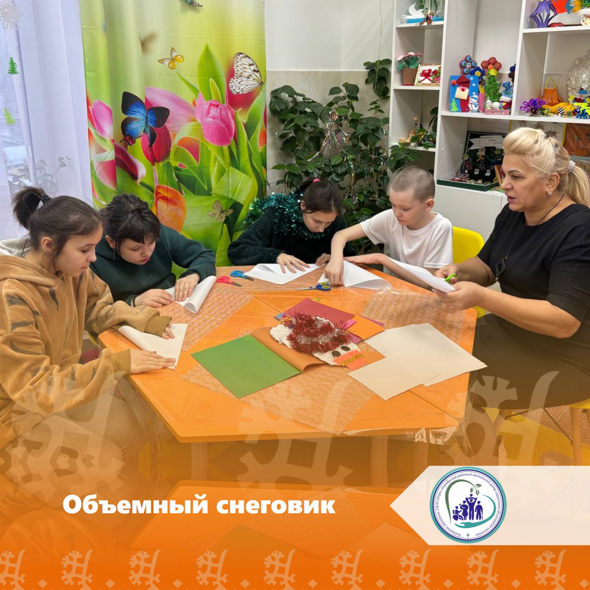 Объемный снеговик из бумаги