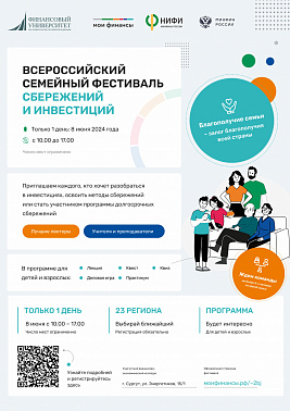 8 июня 2024 года в Ханты-Мансийской автономном округе – Югре пройдет региональный этап Всероссийского семейного фестиваля сбережений и инвестиций