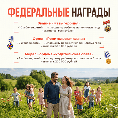 Государственные и региональные награды для многодетных семей