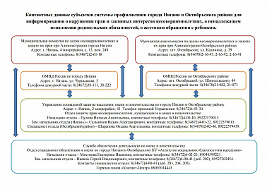 Контактные данные субъектов системы 